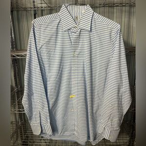 Aster Blue And White Striped Button Down Size 45 Collar 18